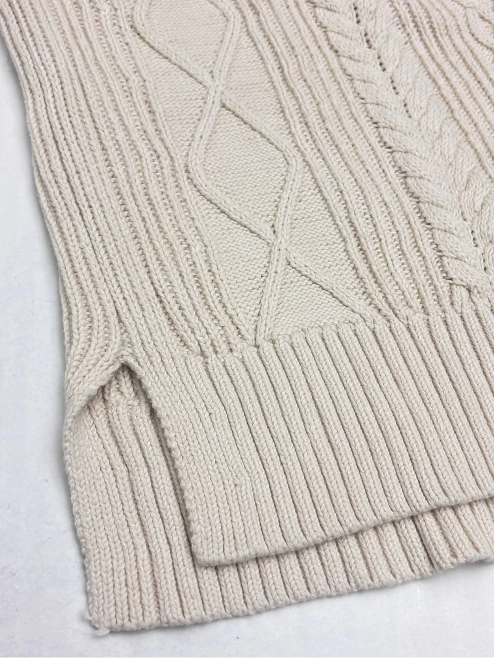 J. Crew Cable Knit Sweater Fisherman Mock Neck Cream Women XL
